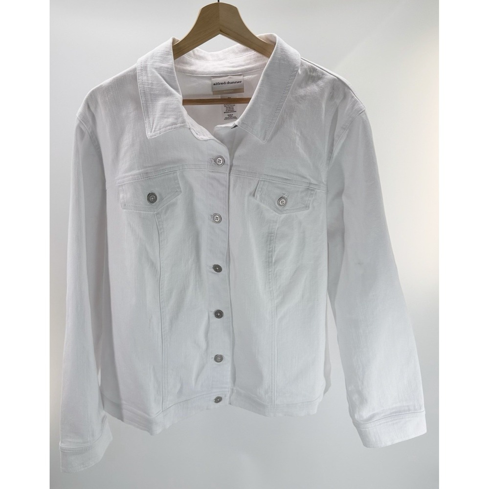 Alfred Dunner Button Down White Jean Jacket Classic Plus Size 2X **See Notes